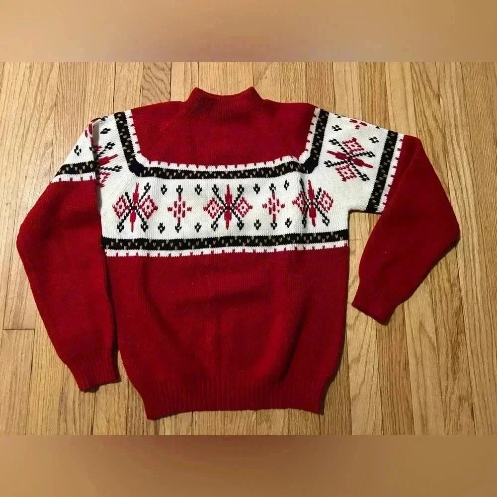 Vintage Sweater in red and white size small - Picture 2 of 9